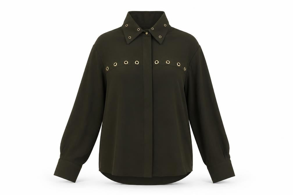 Womens UK Size S Zara Green Basic Button-Up