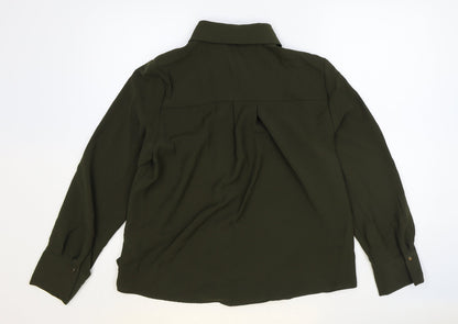 Womens UK Size S Zara Green Basic Button-Up