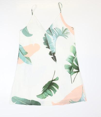 SheIn Womens Ivory Floral Polyester Slip Dress Size S V-Neck Pullover