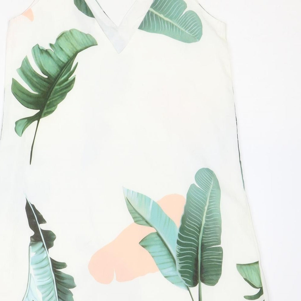 SheIn Womens Ivory Floral Polyester Slip Dress Size S V-Neck Pullover