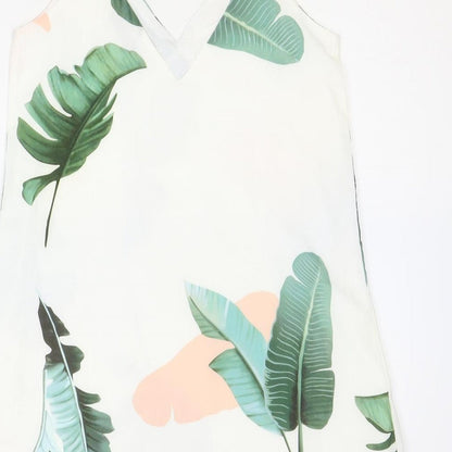 SheIn Womens Ivory Floral Polyester Slip Dress Size S V-Neck Pullover