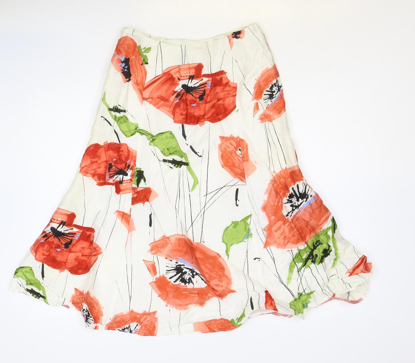 MINUET Womens Ivory Floral Viscose Swing Skirt Size 8 Zip