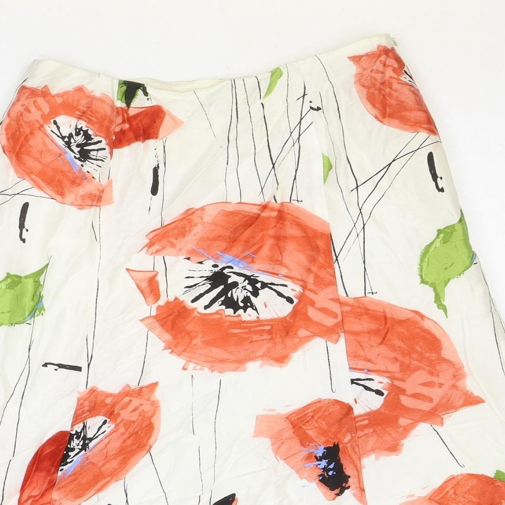 MINUET Womens Ivory Floral Viscose Swing Skirt Size 8 Zip