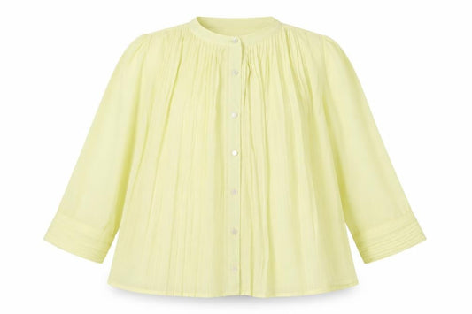 Marie Claire Womens Yellow Polyester Basic Button-Up Size XS Round Neck