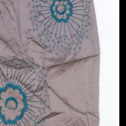 Monsoon Womens Purple Floral Cotton Straight & Pencil Skirt Size 12 Zip