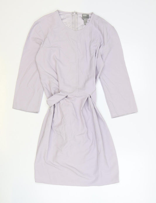 ASOS Womens Purple Polyester A-Line Size 6 Scoop Neck Zip