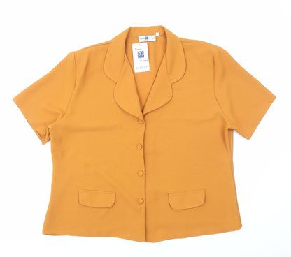 Classic Image Womens Brown Viscose Basic Button-Up Size 22 Collared