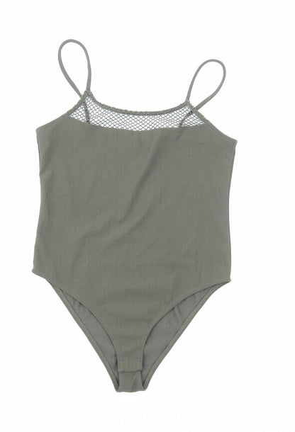 Primark Womens Green Polyester Bodysuit One-Piece Size S Snap