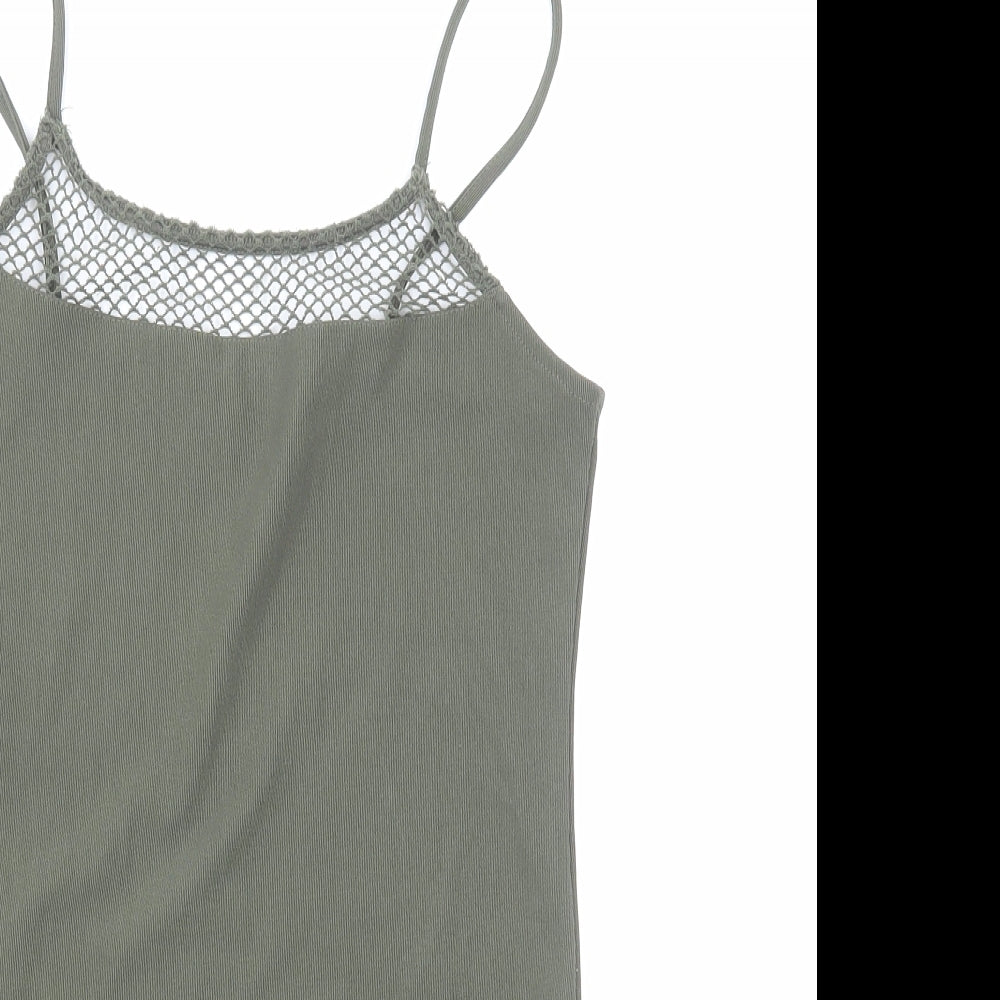 Primark Womens Green Polyester Bodysuit One-Piece Size S Snap