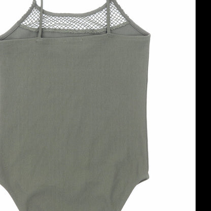 Primark Womens Green Polyester Bodysuit One-Piece Size S Snap
