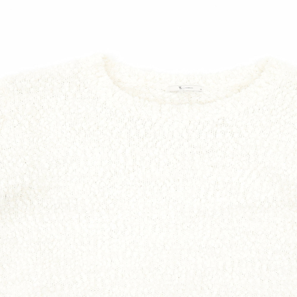 TU Womens White Round Neck Polyester Pullover Jumper Size 20