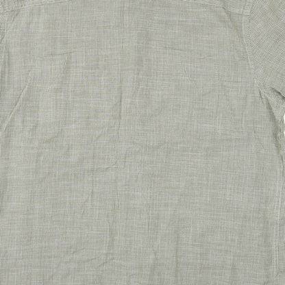 Sears Mens Green Cotton Button-Up Size L Collared Button