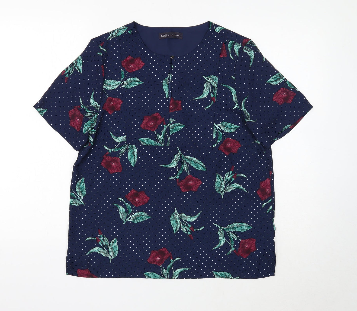 Womens UK Size 10 Marks and Spencer Blue Basic Blouse