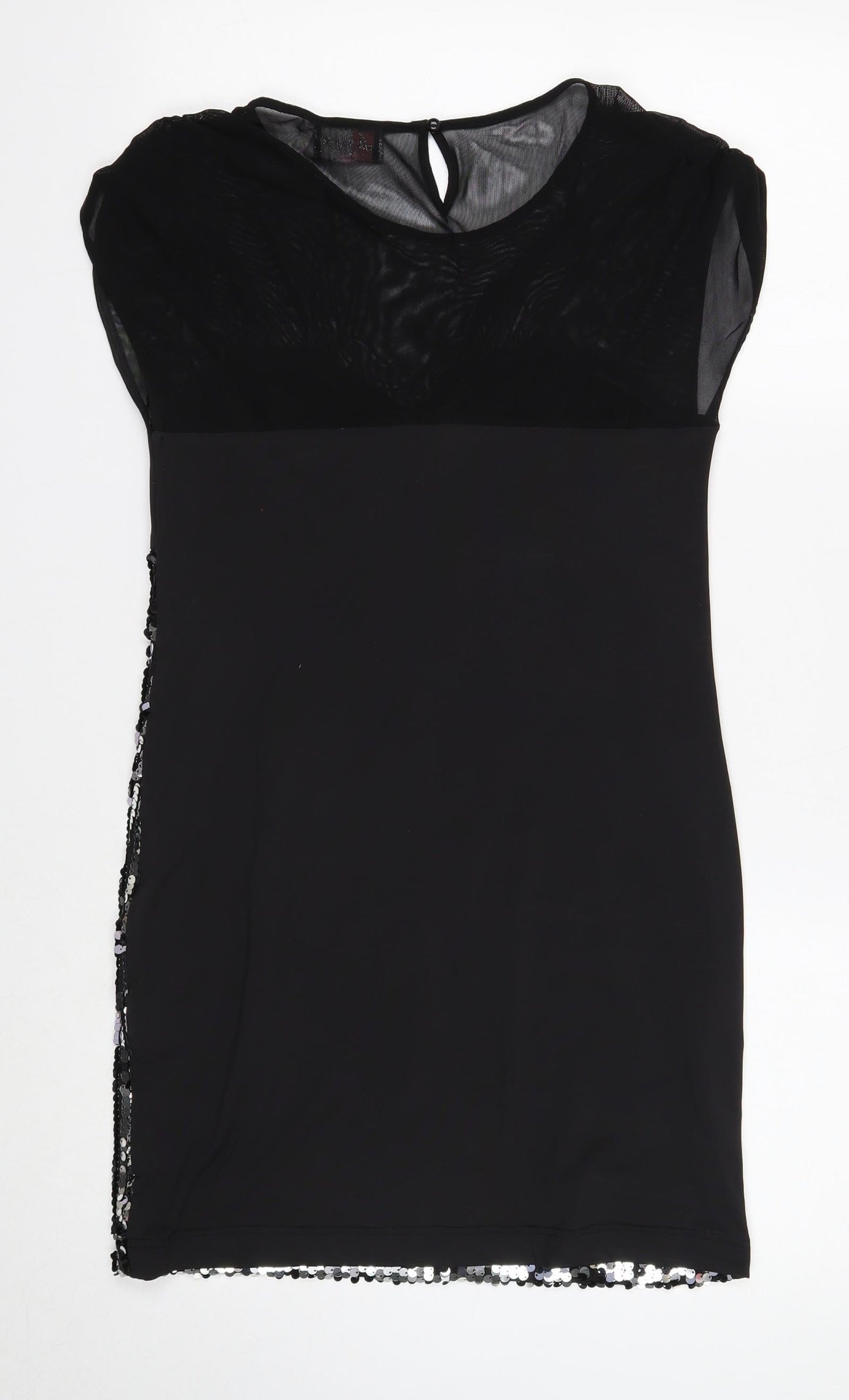 Lipsy London Womens Black Polyester Shift Size 10 Scoop Neck Pullover