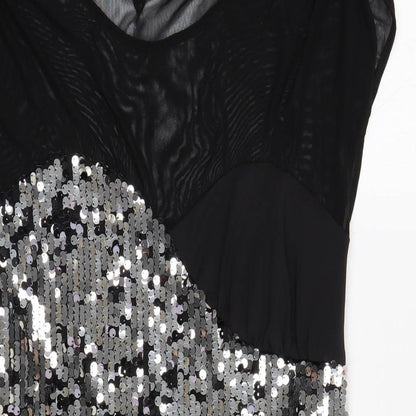 Lipsy London Womens Black Polyester Shift Size 10 Scoop Neck Pullover