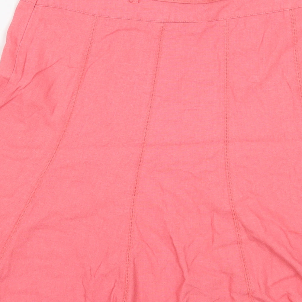 Dorothy Perkins Womens Pink Linen Swing Skirt Size 6 Zip - Belt Inlcuded