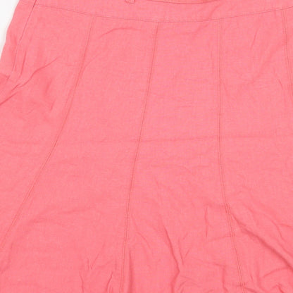 Dorothy Perkins Womens Pink Linen Swing Skirt Size 6 Zip - Belt Inlcuded