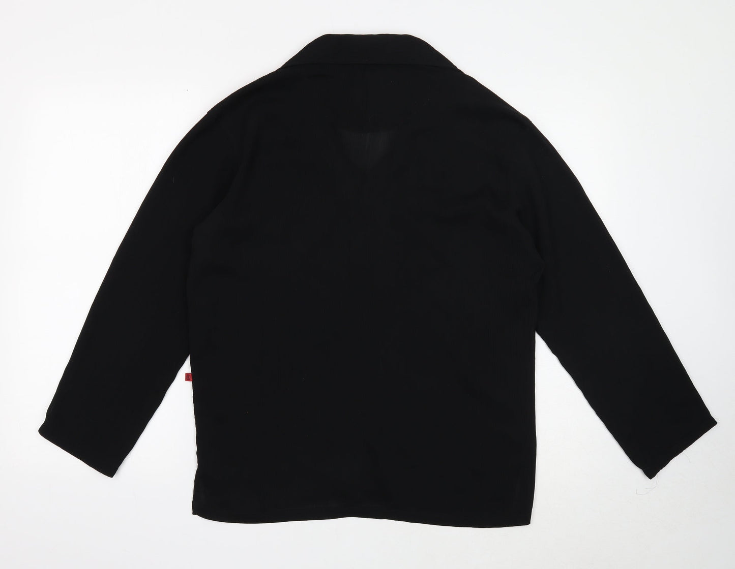 Deus Womens Black Geometric Viscose Basic Blouse Size M V-Neck