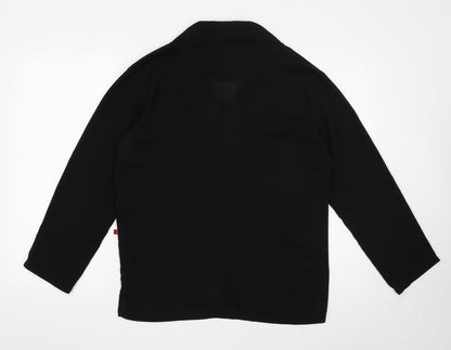 Deus Womens Black Geometric Viscose Basic Blouse Size M V-Neck