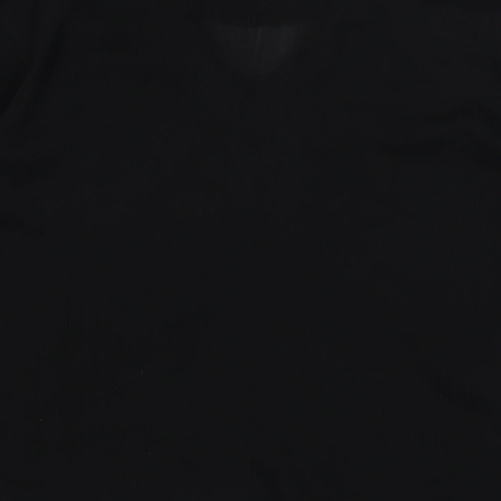 Deus Womens Black Geometric Viscose Basic Blouse Size M V-Neck