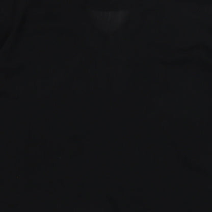 Deus Womens Black Geometric Viscose Basic Blouse Size M V-Neck