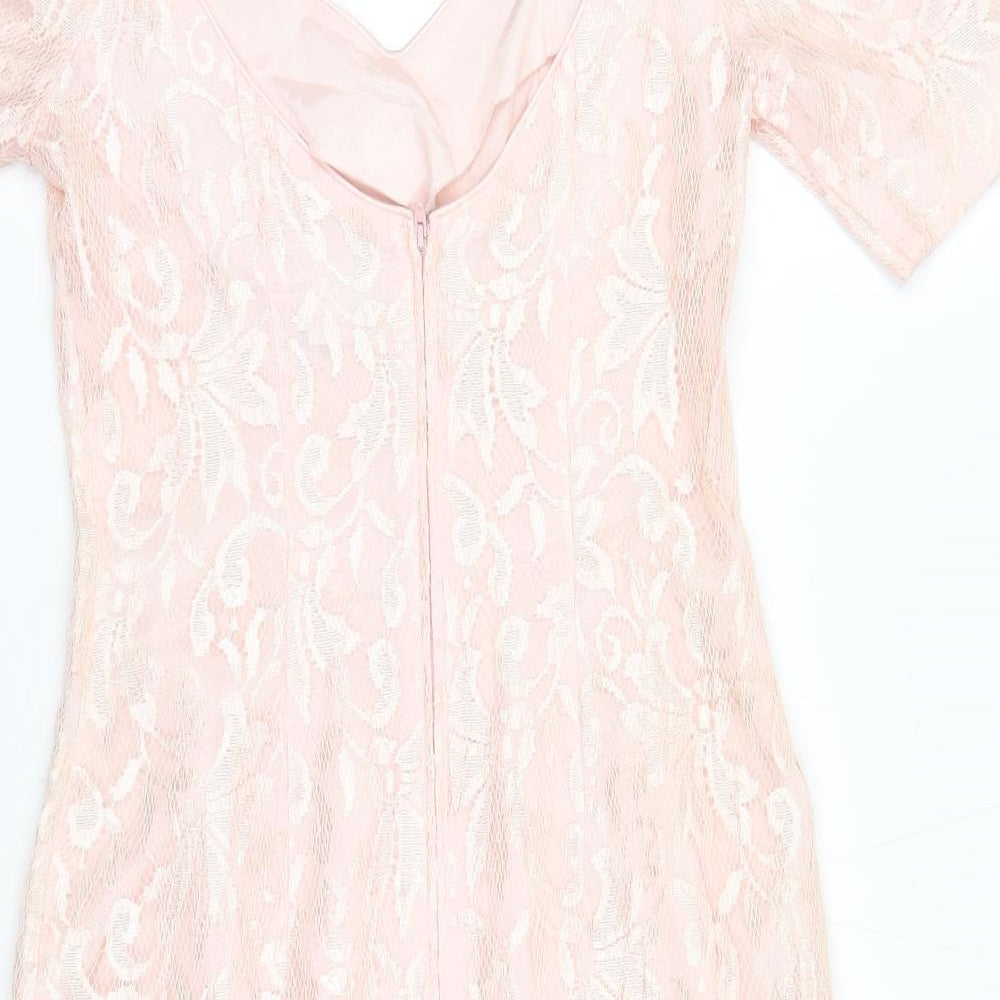 Jump Girls Pink Fair Isle Polyester Shift Size 7-8 Years V-Neck Zip