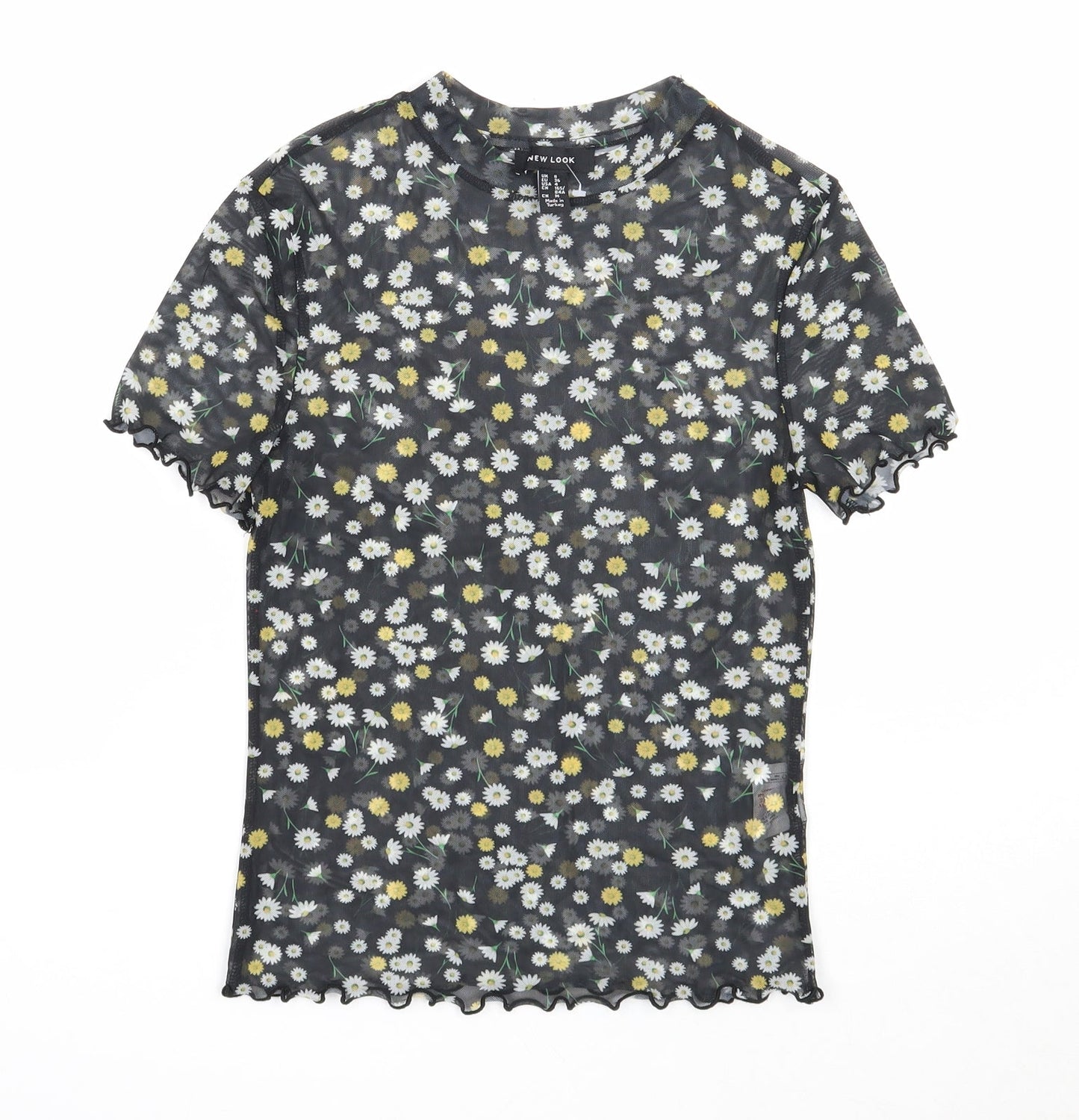 Womens UK Size 8 New Look Black Basic T-Shirt