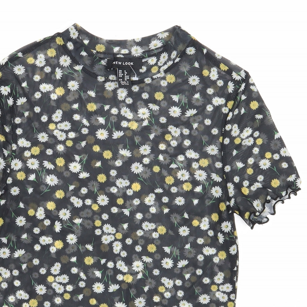 Womens UK Size 8 New Look Black Basic T-Shirt