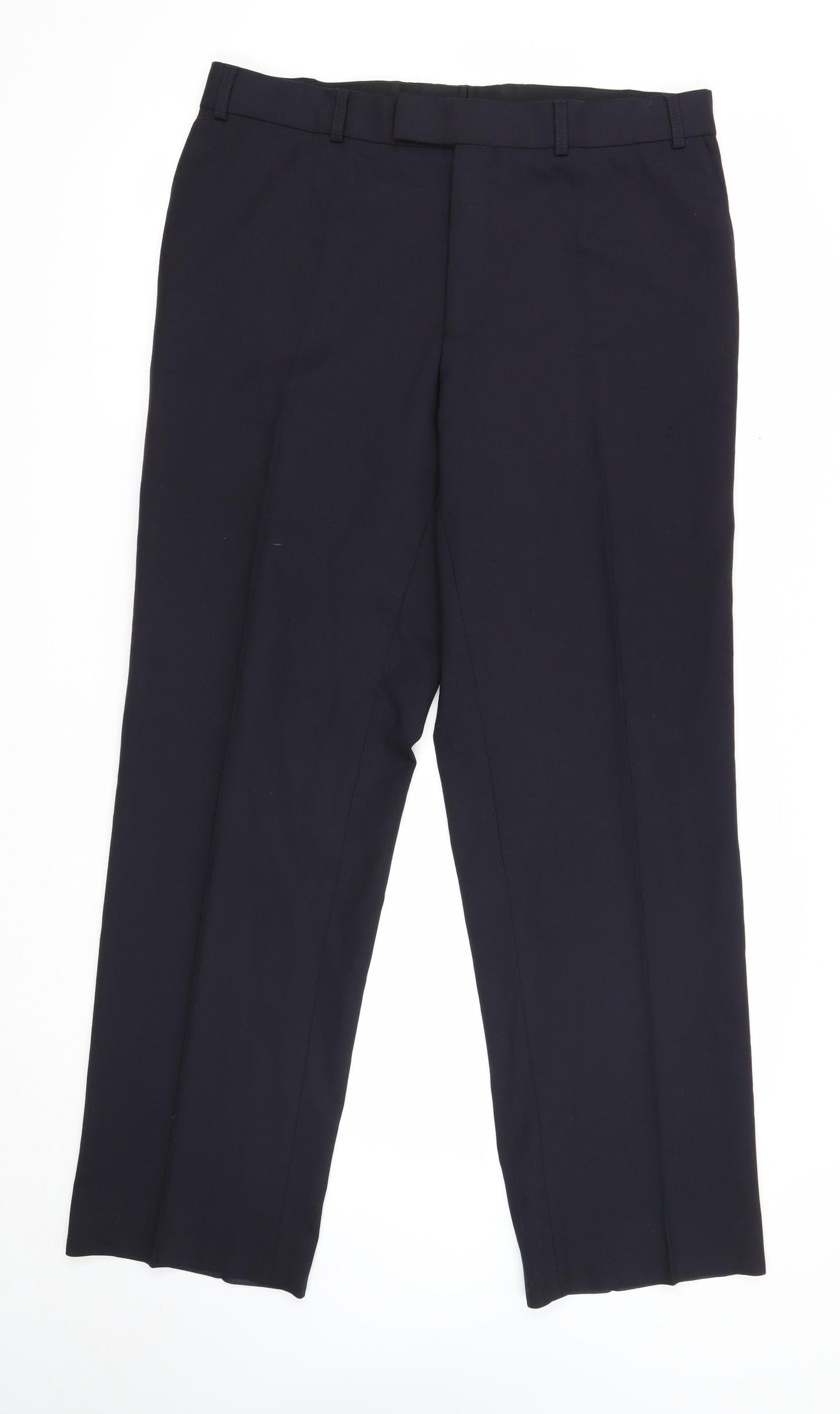 Preworn Mens Blue Polyester Dress Pants Trousers Size 36 in L32 in Regular Zip