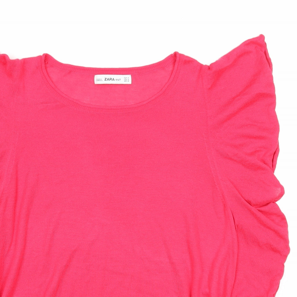Womens UK Size M Zara Pink Pullover Jumper
