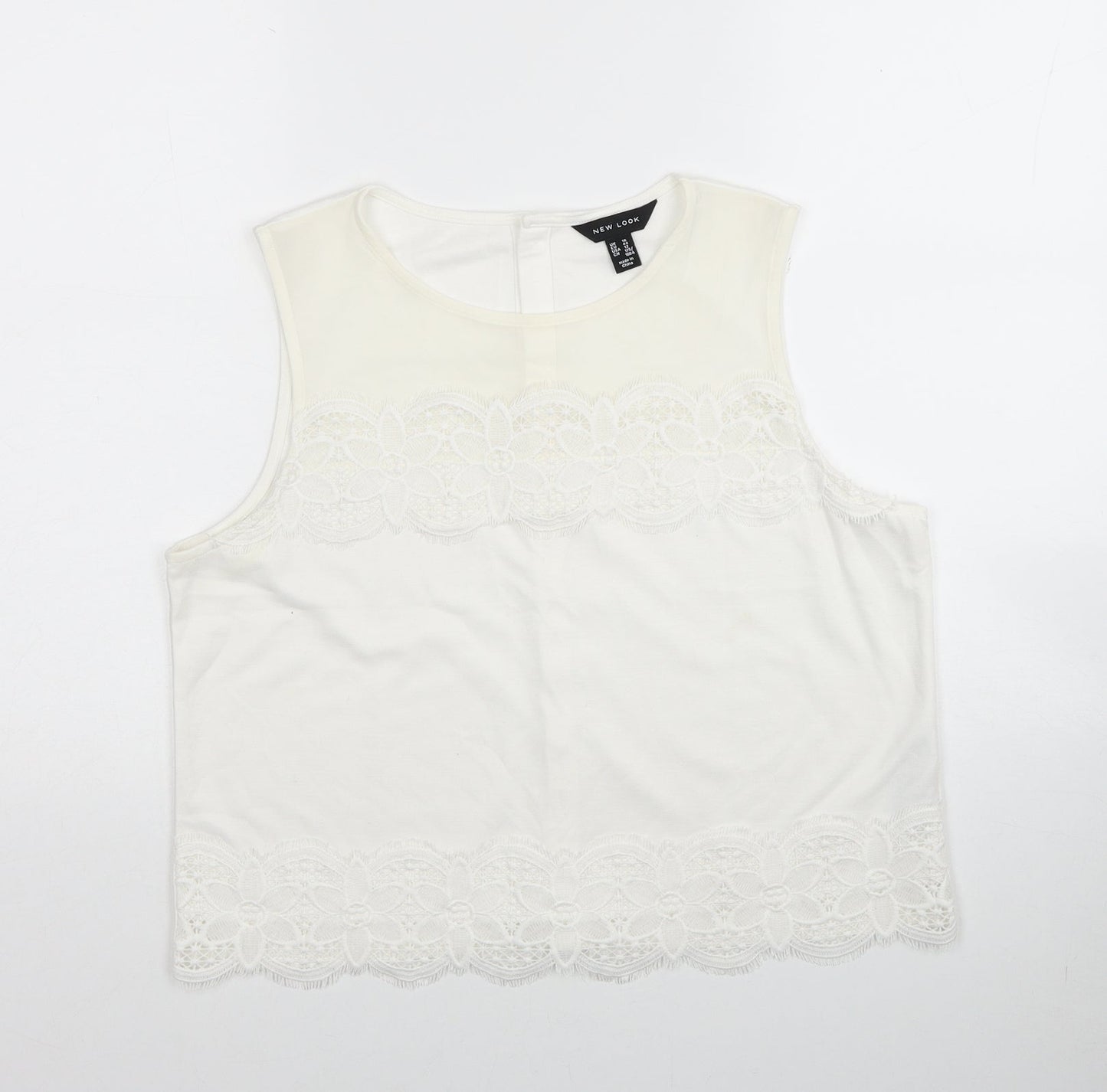 Womens UK Size 16 New Look Ivory Cropped Tank