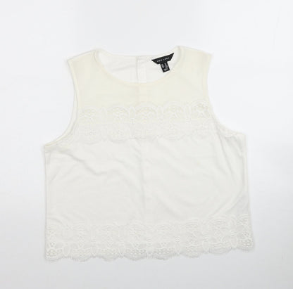 Womens UK Size 16 New Look Ivory Cropped Tank