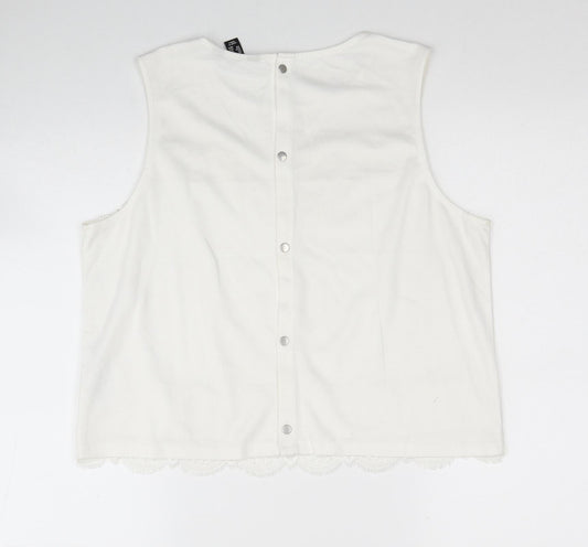 Womens UK Size 16 New Look Ivory Cropped Tank