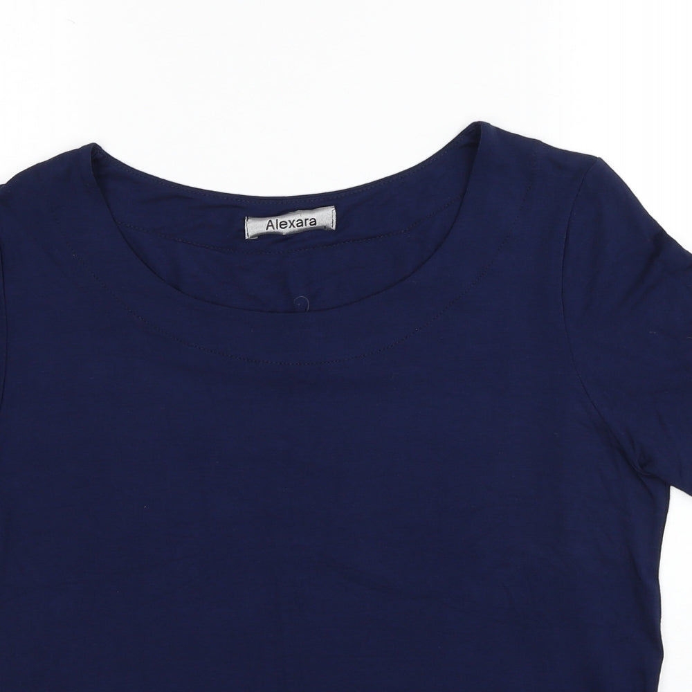Alexara Womens Blue Viscose Basic T-Shirt Size L Round Neck