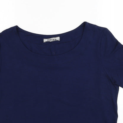 Alexara Womens Blue Viscose Basic T-Shirt Size L Round Neck
