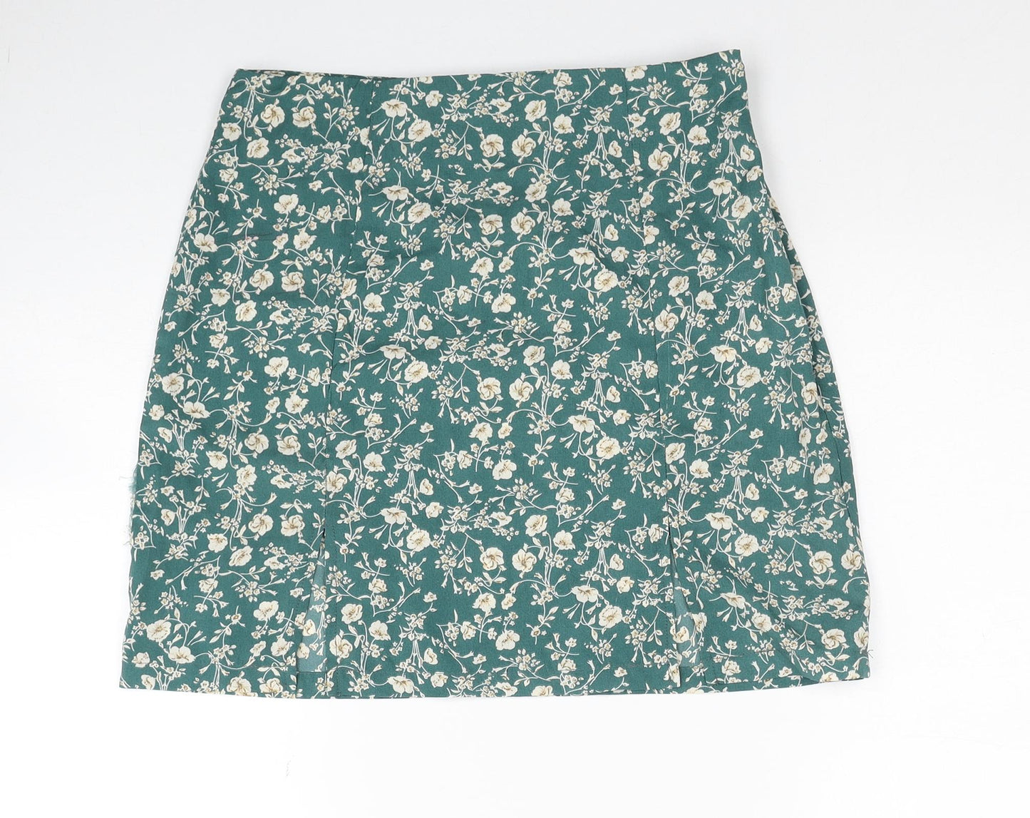 Nasty Gal Womens Green Floral Polyester Mini Skirt Size 6 Zip