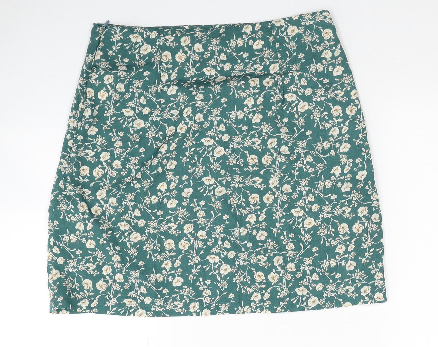 Nasty Gal Womens Green Floral Polyester Mini Skirt Size 6 Zip