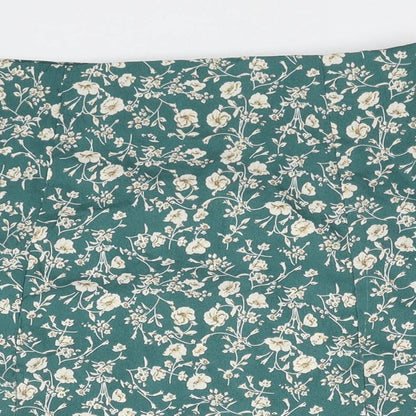 Nasty Gal Womens Green Floral Polyester Mini Skirt Size 6 Zip