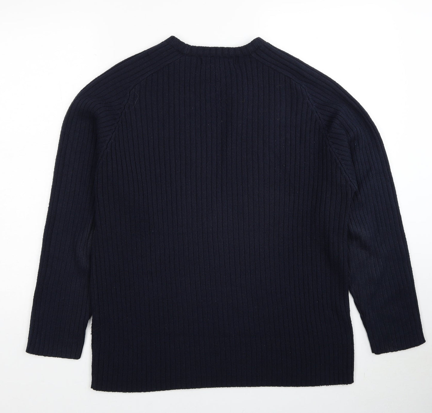 Jeans&Co Mens Blue Round Neck Acrylic Pullover Jumper Size M - Ribbed