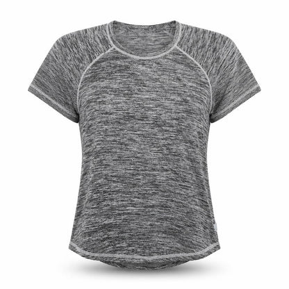 Active Womens Grey Polyester Basic T-Shirt Size L Round Neck