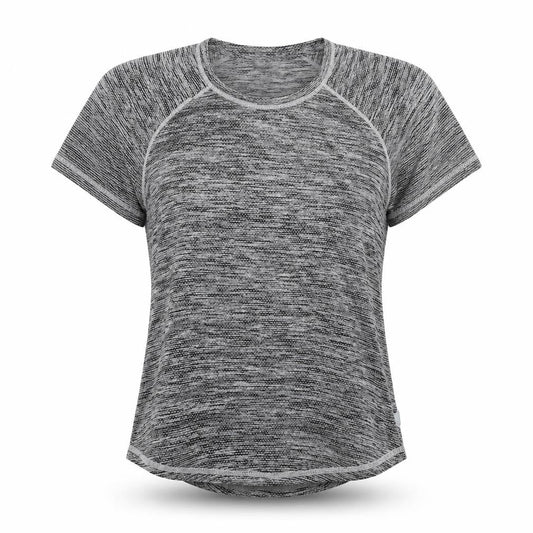 Active Womens Grey Polyester Basic T-Shirt Size L Round Neck