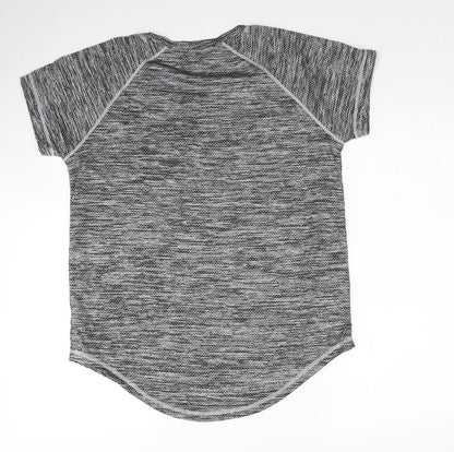 Active Womens Grey Polyester Basic T-Shirt Size L Round Neck
