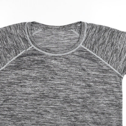 Active Womens Grey Polyester Basic T-Shirt Size L Round Neck
