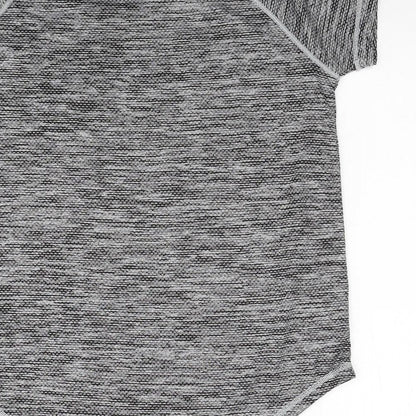 Active Womens Grey Polyester Basic T-Shirt Size L Round Neck