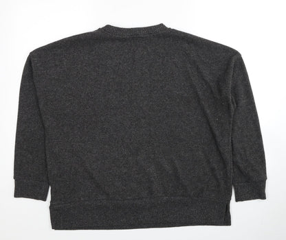 TU Womens Grey Round Neck Polyester Pullover Jumper Size 14
