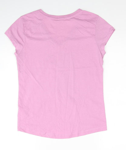 LA Gear Womens Pink Polyester Basic T-Shirt Size 10 V-Neck