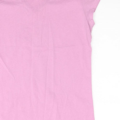 LA Gear Womens Pink Polyester Basic T-Shirt Size 10 V-Neck