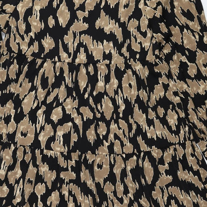 SheIn Womens Brown Animal Print Polyester A-Line Size XL V-Neck Pullover - Leopard Print