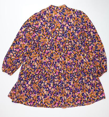 SheIn Womens Multicoloured Animal Print Polyester A-Line Size XL V-Neck Pullover - Leopard Print