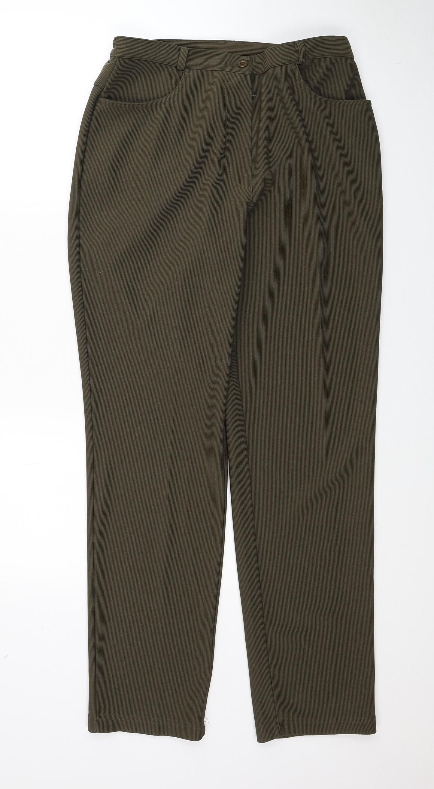 Daxon Womens Green Polyester Trousers Size 16 Regular Zip